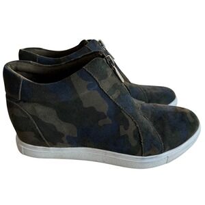 Blondo Glenda Waterproof Suede Camo Wedge Sneakers Green Blue High Top 8.5